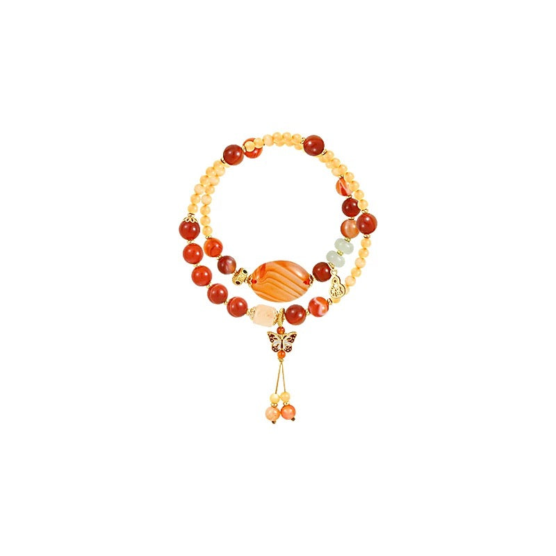 JOSI Crimson Butterfly — Red Agate Layered Bracelet JG620