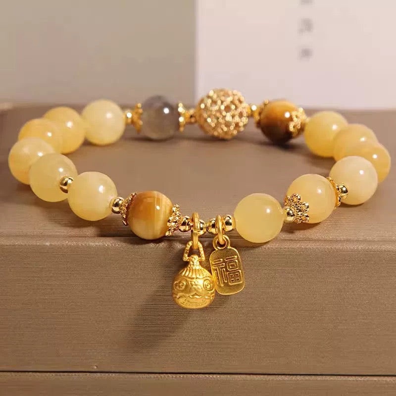 JOSI Lunar Gold — Golden Rutile & Moonstone Crystal Bracelet JG205