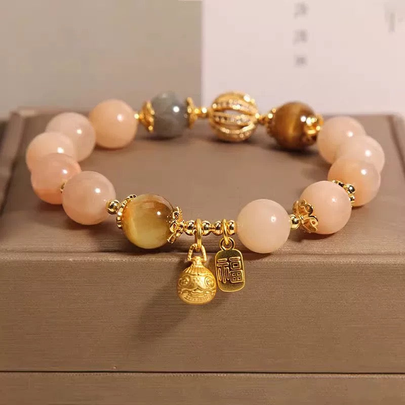 JOSI Lunar Gold — Golden Rutile & Moonstone Crystal Bracelet JG203