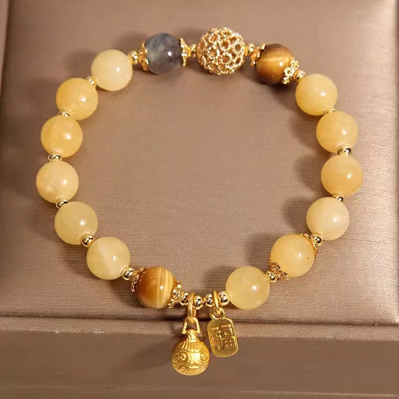 JOSI Lunar Gold — Golden Rutile & Moonstone Crystal Bracelet JG205