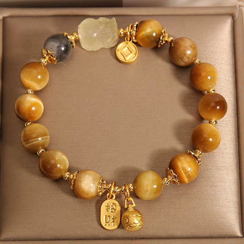 JOSI Lunar Gold — Golden Rutile & Moonstone Crystal Bracelet JG206