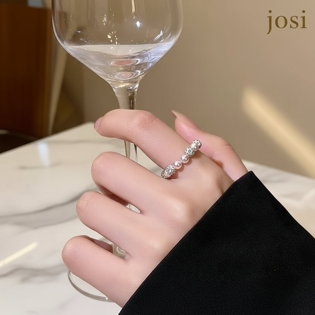 Josi Pearl Zircon Stack Ring - JG-618