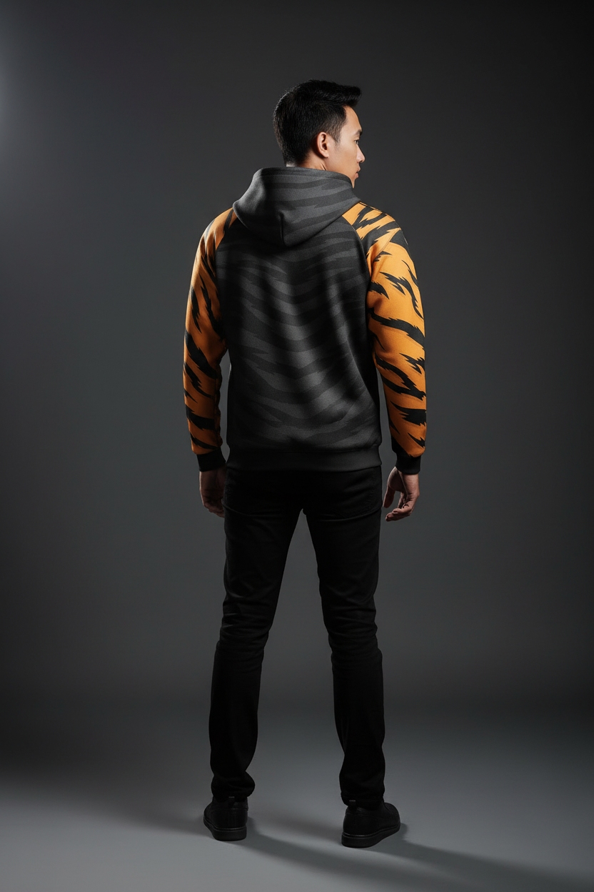 虎纹 Hoodie 背面 巫裔男模 Studio